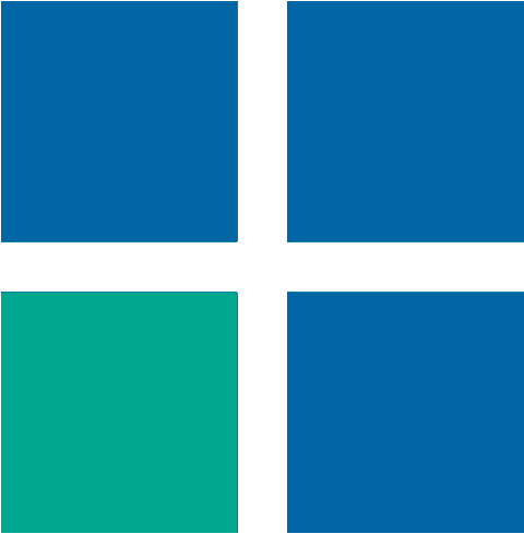 A blue square is overlapping a green square.